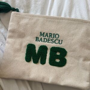Mario Badescu Cream Pouch with Green Embroidery